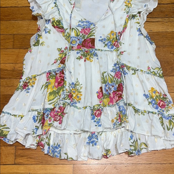 Love The Label Anthropologie Helena Ruffle Floral Blouse, Women’s size Large - Picture 5 of 15